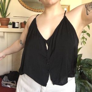 black button down crop top